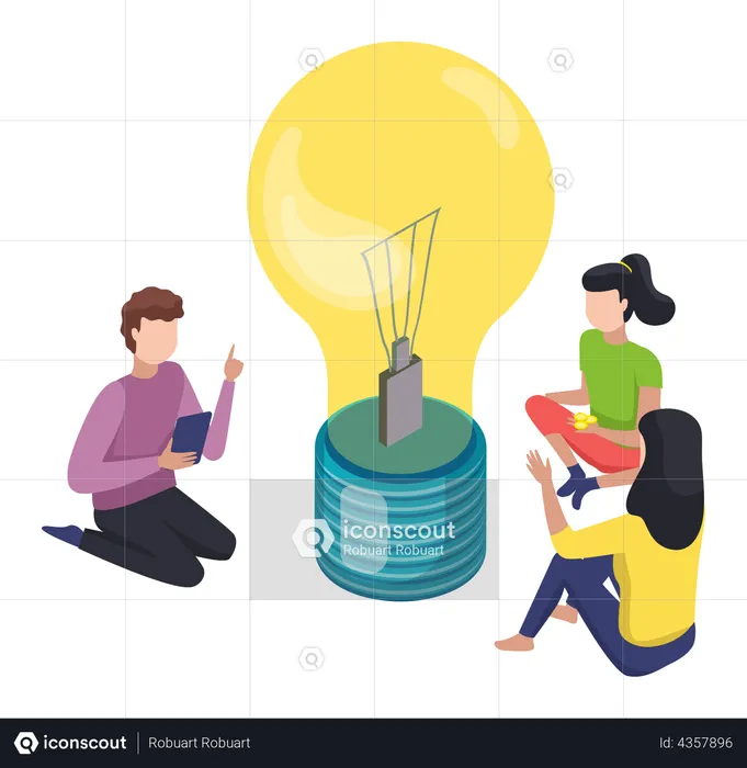Business team working on creative idea  Illustration