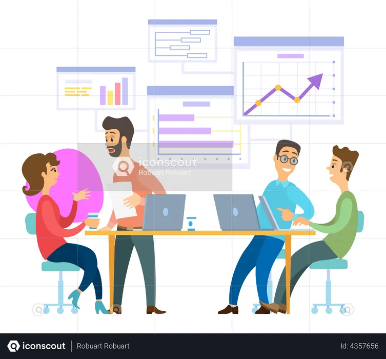 Business team working on data analysis  Illustration