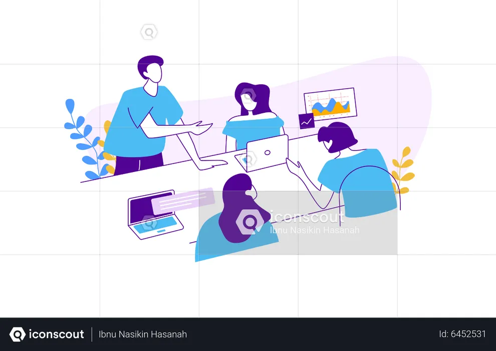 Business team working on data statistics  Illustration