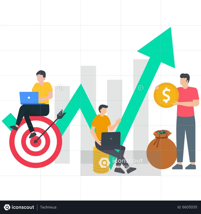 Business team working on financial growth  Illustration