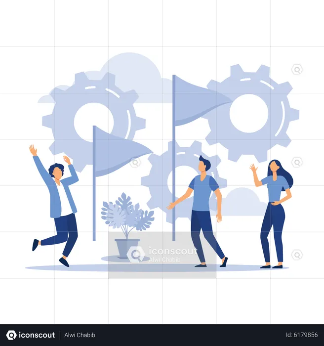 Business team working on goal  Illustration