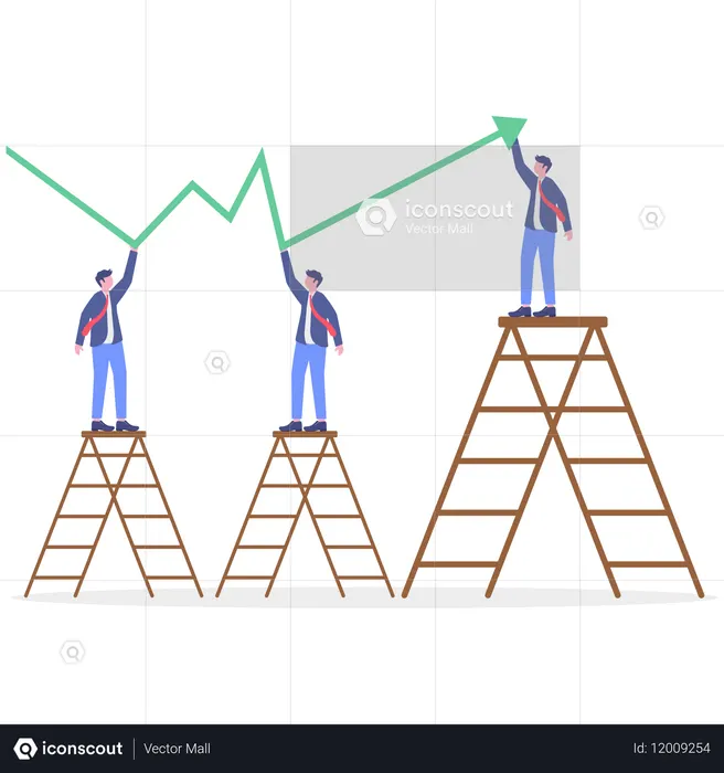 성장 전략을 수립하는 사업팀  일러스트레이션