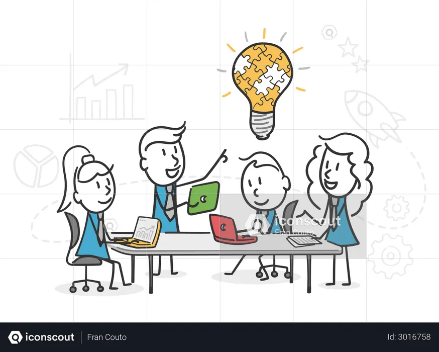 Business team working on idea  Illustration