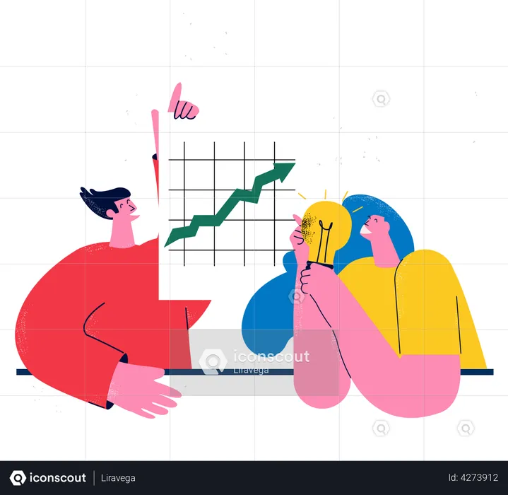 Business team working on business idea  Illustration