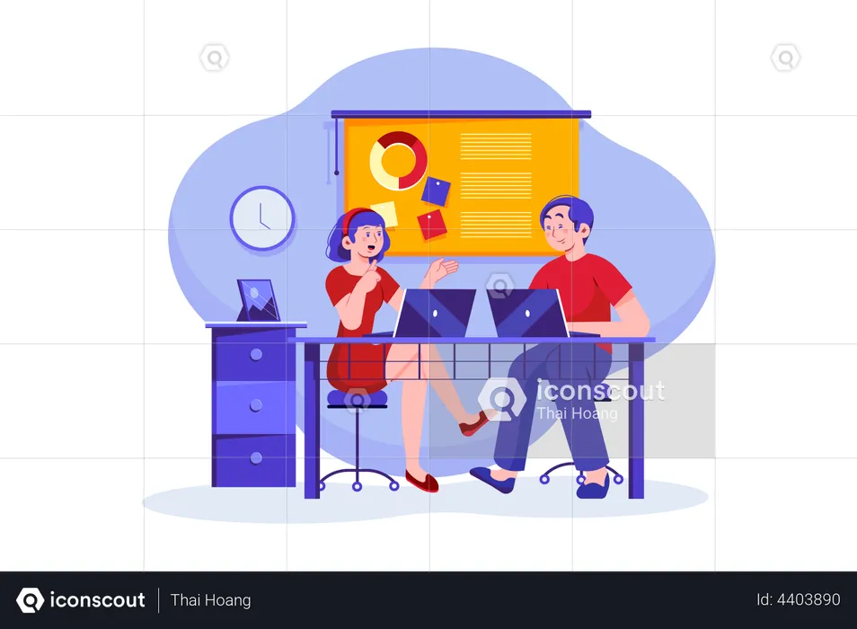 Business team working on marketing strategy  Illustration