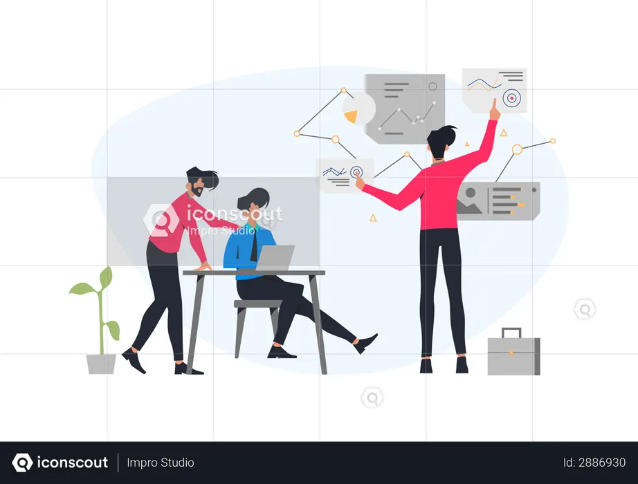 Business team working on planning  Illustration