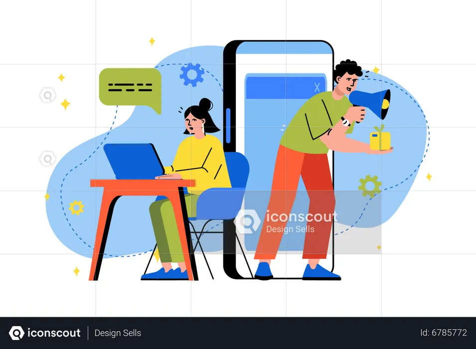 Business team working on product marketing strategy  Illustration