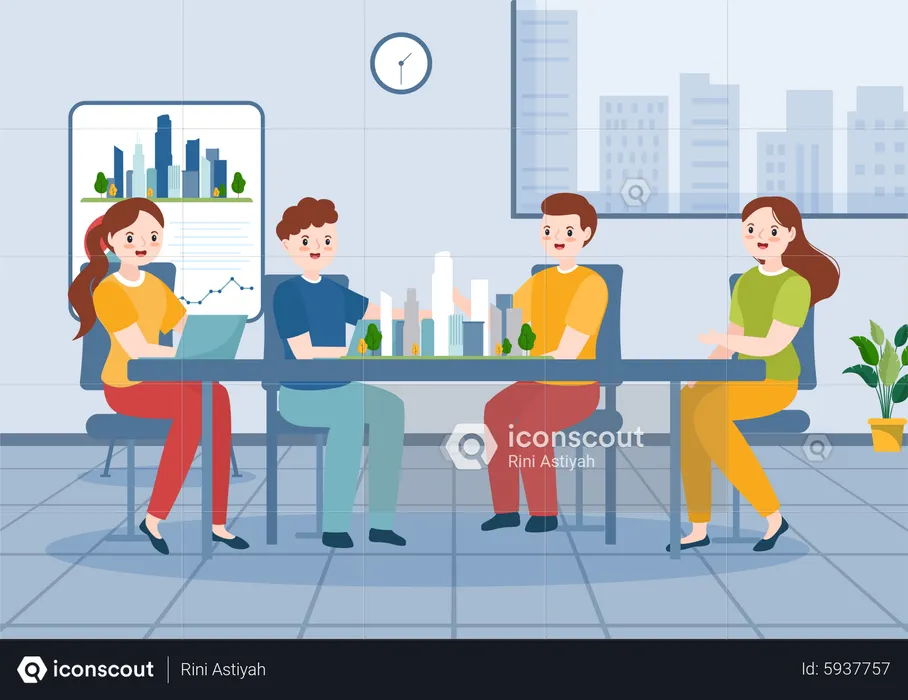Business team working on project  Illustration