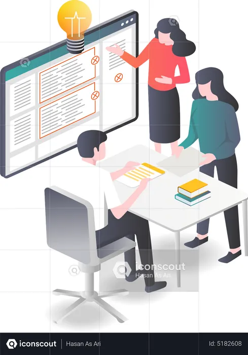 Business team working on project together  Illustration
