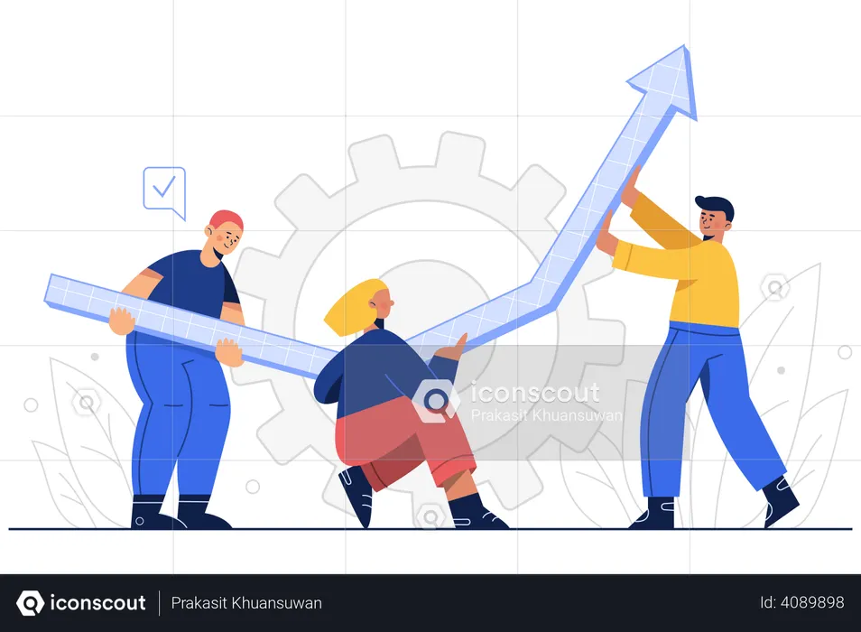 Business team working on sales growth  Illustration