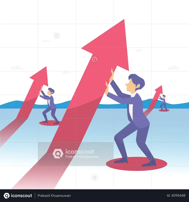 Business team working on sales growth  Illustration