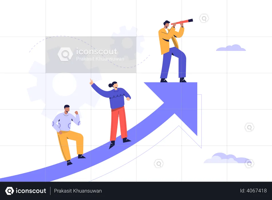 Business Team working on sales growth  Illustration