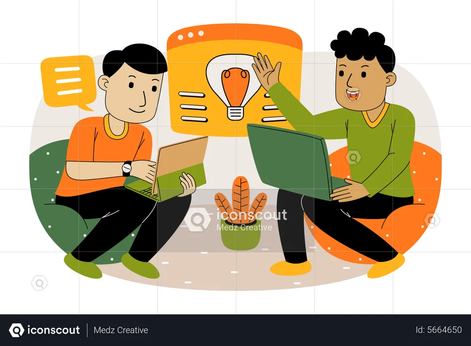 Business team working on startup idea  Illustration