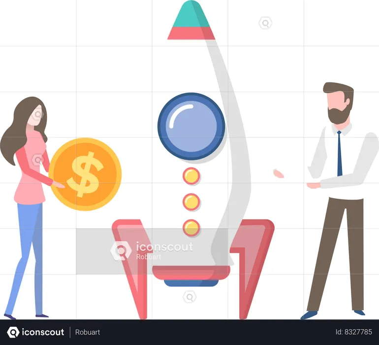 Business Team working on Startup  Illustration