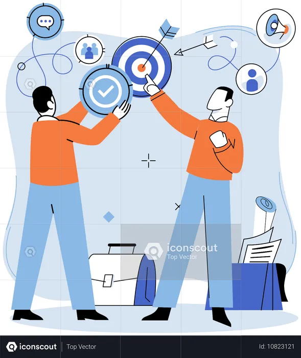 Business team working on successful target  Illustration