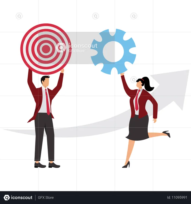 Business team working on business target  Illustration