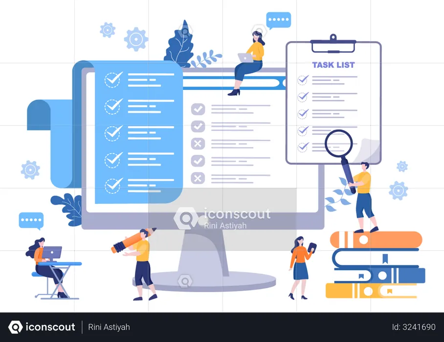 Business team working on task management  Illustration
