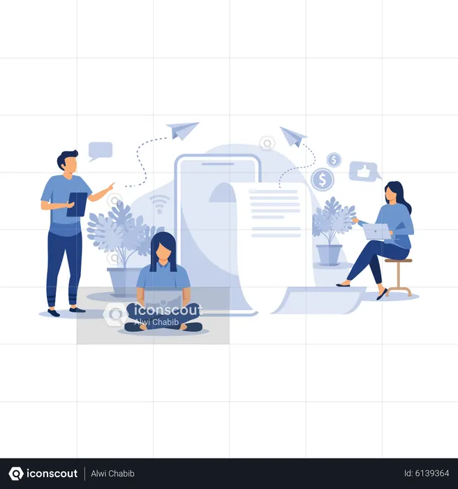 Business team working online  Illustration