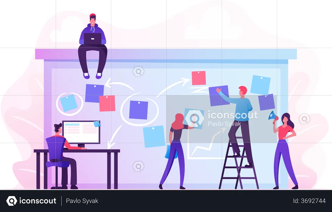 Business Team Working Planning and Scheduling  Illustration
