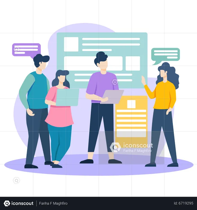 Business Team Working Together  Illustration