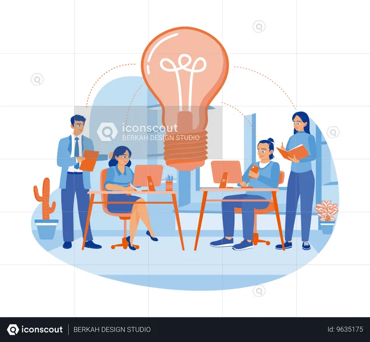 Business team working together in company  Illustration