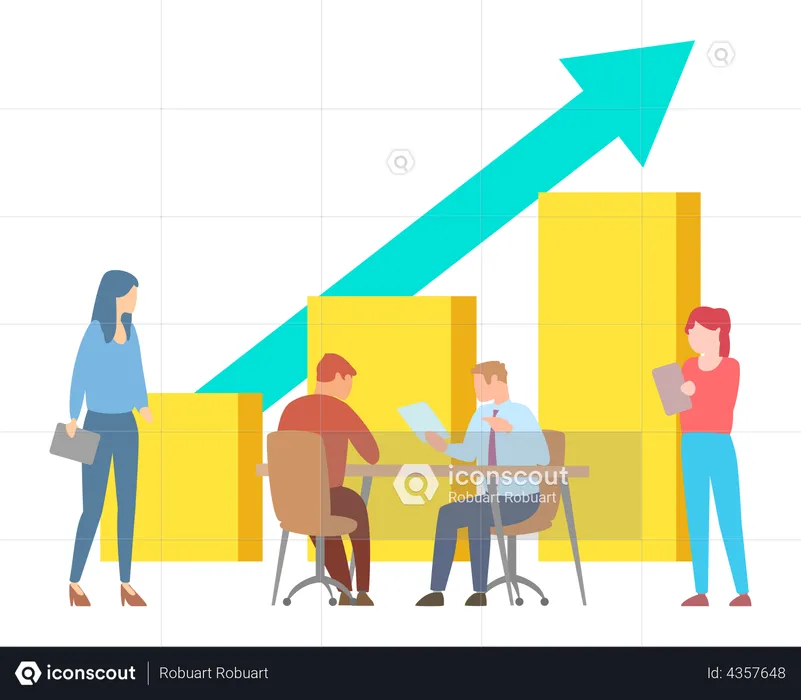 Business team working together on company growth  Illustration