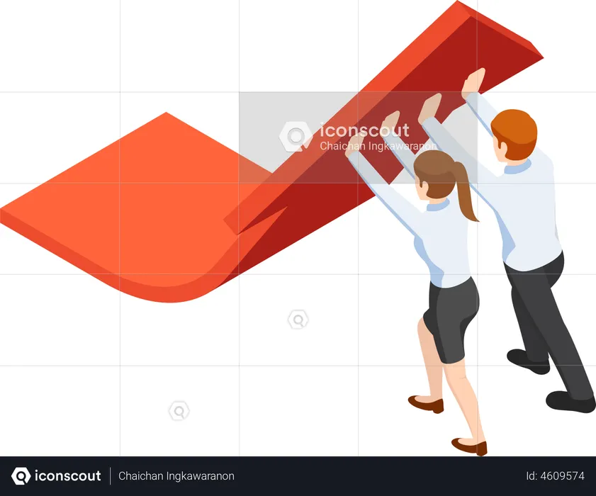 Business team working together on growth  Illustration