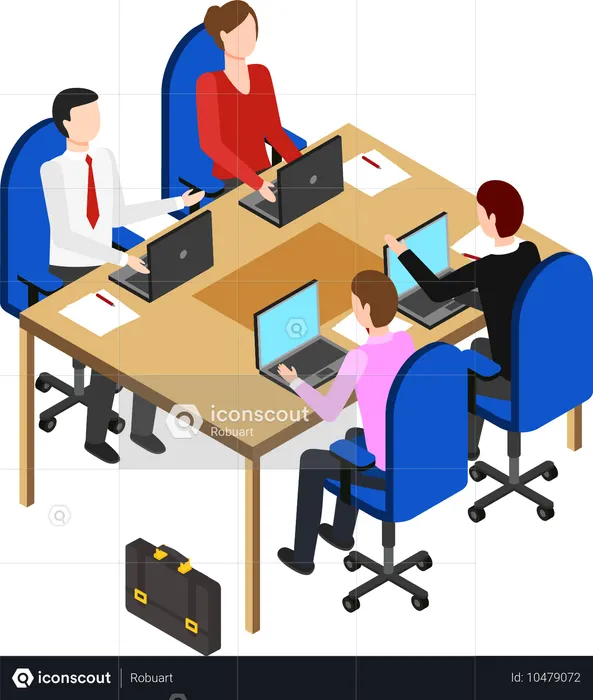 Business team working together to achieve targets  Illustration