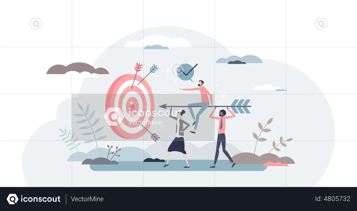 Business Team working towards goal  Illustration