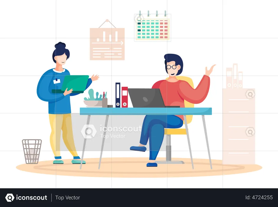 Business team working with computer  Illustration