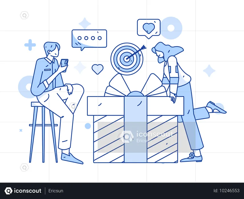 Business team works on business goals  Illustration