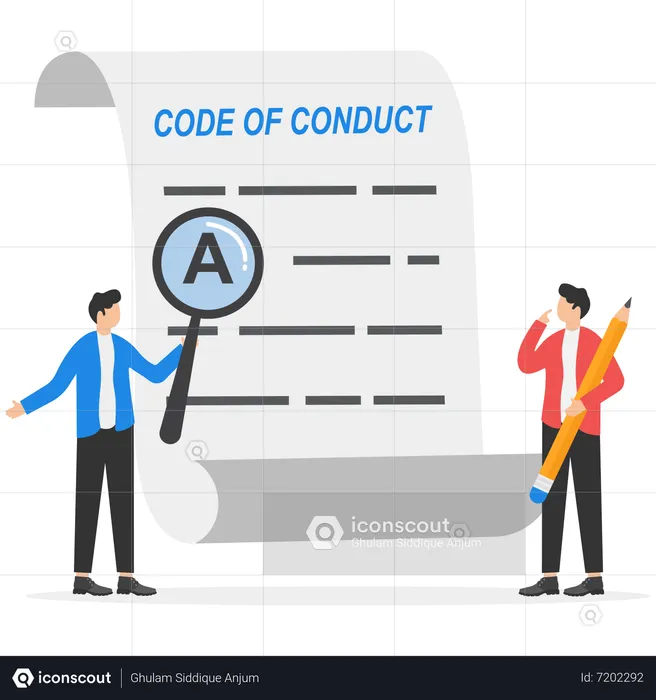 Business Team writing code of conduct document  Illustration