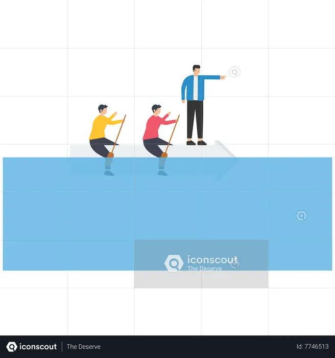 Business teamwork on rowing  Illustration