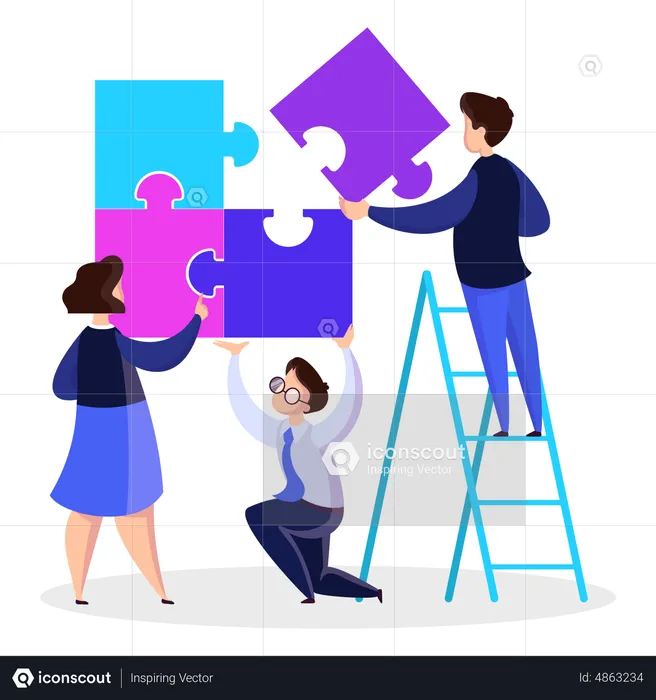 Business teamwork solving problem  Illustration