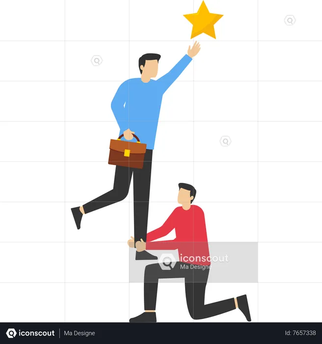 Business teamwork to achieve business goal reach star  Illustration