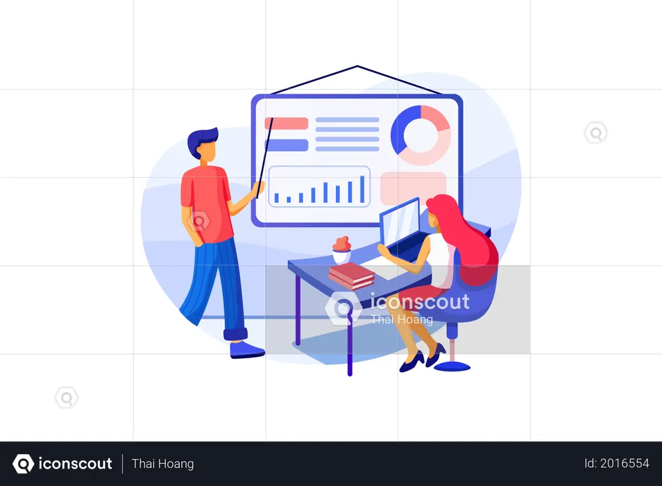 Business Training or presentation with business report  Illustration