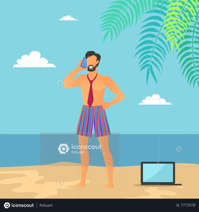 Business Vacations of Man  Illustration
