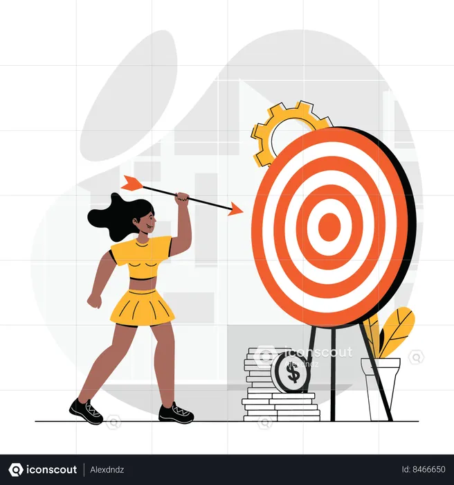 Business woman aiming towards target  Illustration