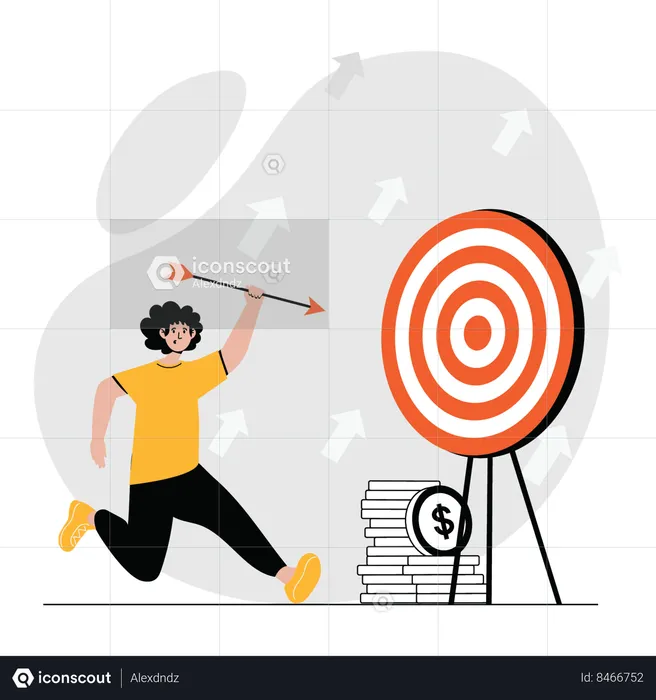 Business woman aiming towards target  Illustration