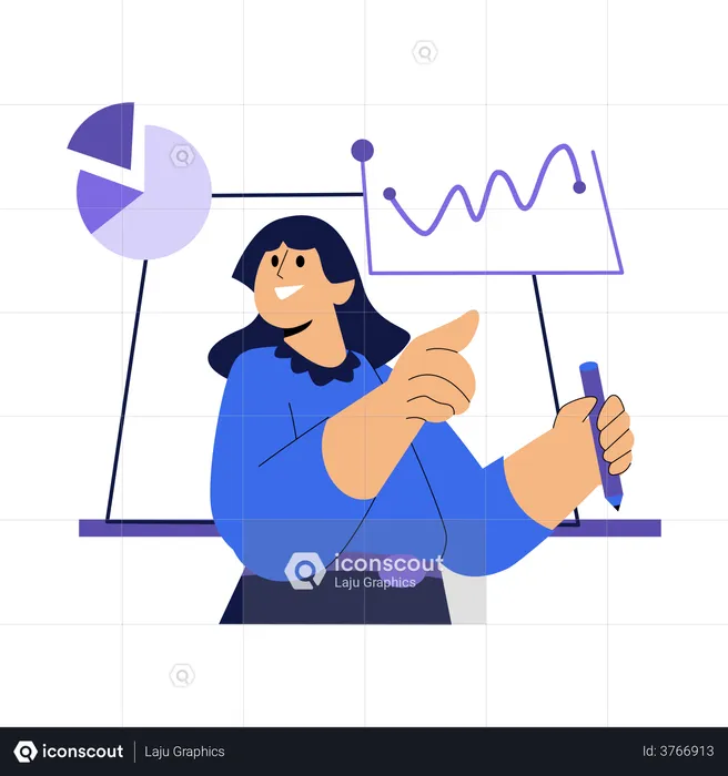 Business woman analyzing business data  Illustration