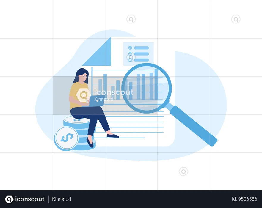 Business woman analyzing financial data  Illustration
