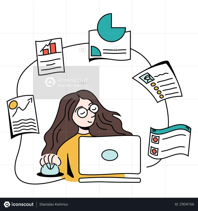 Business woman analyzing financial growth  Illustration