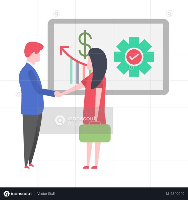 Business woman and businessman finalizing the deal  Illustration