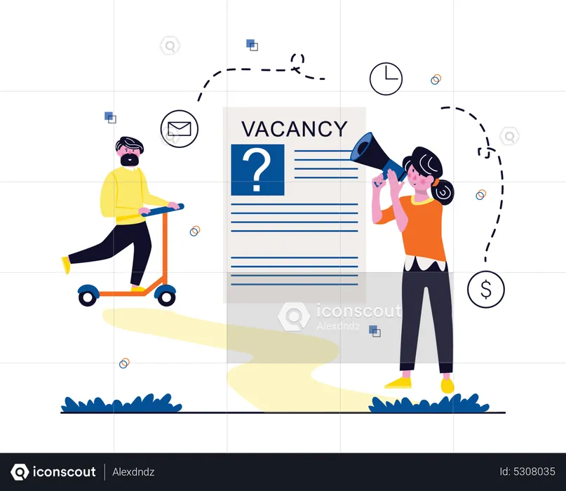 Business woman announcing vacancy  Illustration