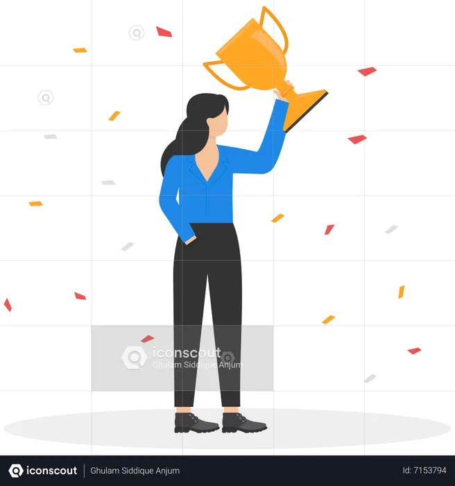 Business Woman celebrate the winning after leading the team to achieve the target  Illustration