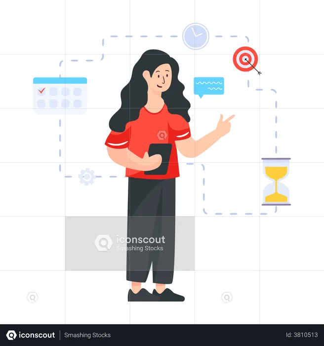 Business woman completing task on time  Illustration
