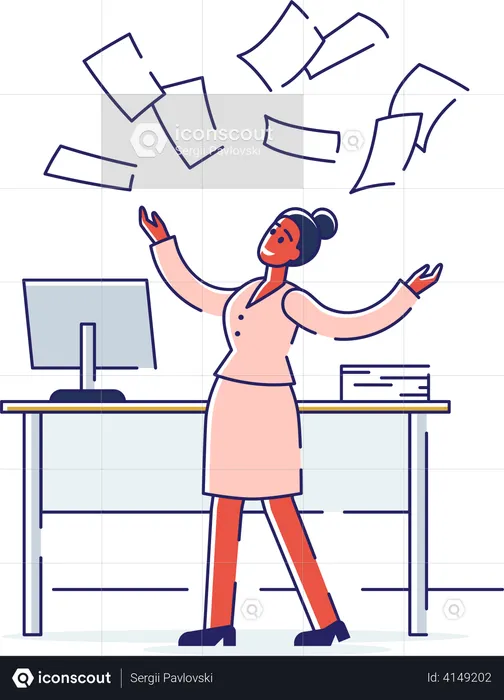 Business woman completing task on time  Illustration