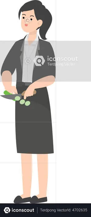 Business Woman Cooking  Illustration