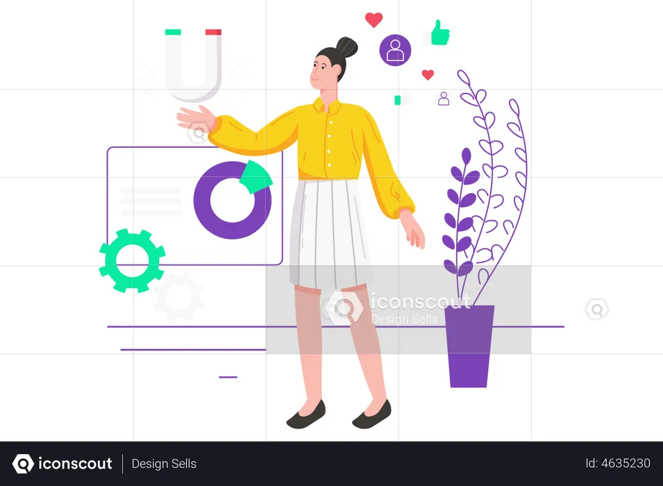 Business woman doing business marketing  Illustration
