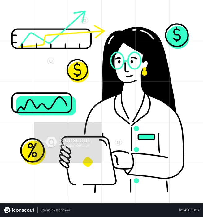 Business woman doing data analysis  Illustration